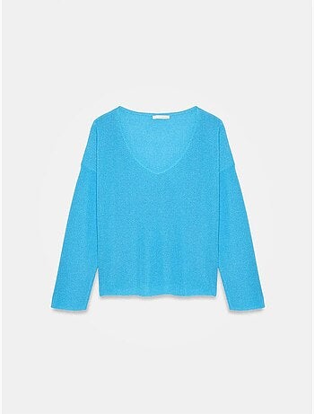 DILVIN Pull En Maille Côtelée À Col V Pour Femme
