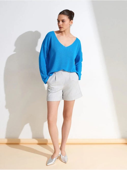 DILVIN Pull En Maille Côtelée À Col V Pour Femme - Kiabi DILVIN Pull En Maille Côtelée À Col V Pour Femme - Kiabi