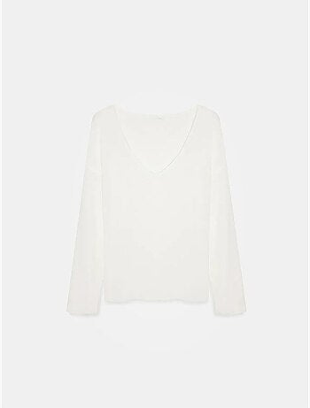 DILVIN Pull En Maille Côtelée À Col V Pour Femme