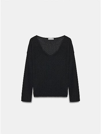 DILVIN Pull En Maille Côtelée À Col V Pour Femme
