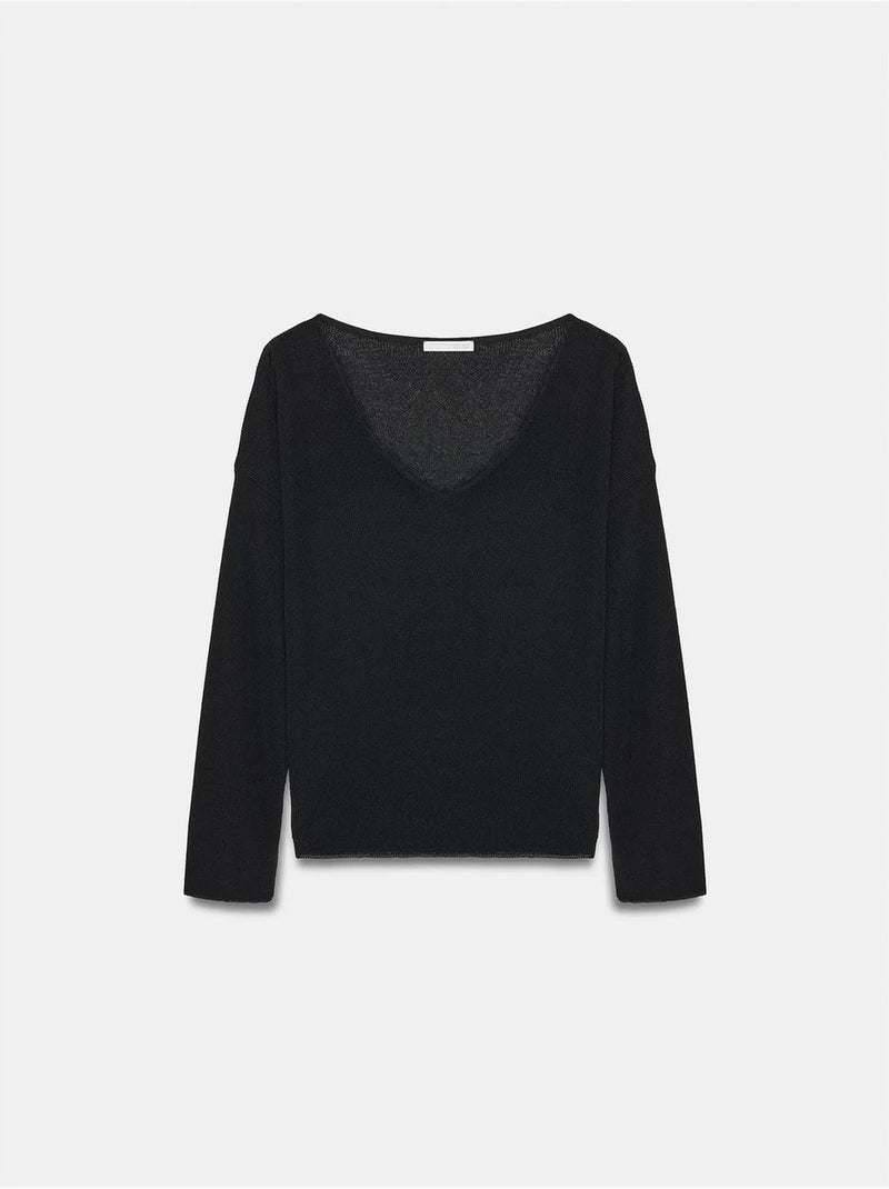 DILVIN Pull En Maille Côtelée À Col V Pour Femme Noir - Kiabi