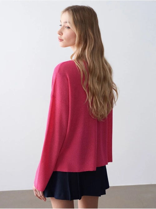DILVIN Pull En Maille Côtelée À Col V Pour Femme - Kiabi DILVIN Pull En Maille Côtelée À Col V Pour Femme - Kiabi