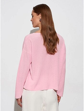 DILVIN Pull En Maille Côtelée À Col V Pour Femme