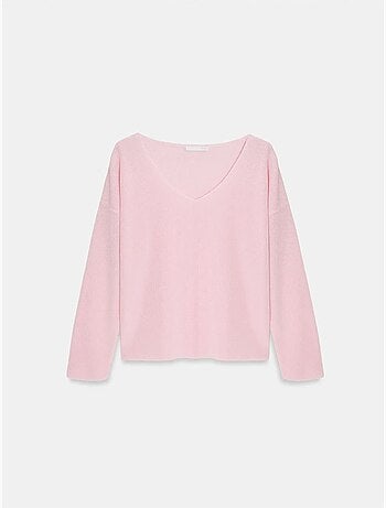 DILVIN Pull En Maille Côtelée À Col V Pour Femme