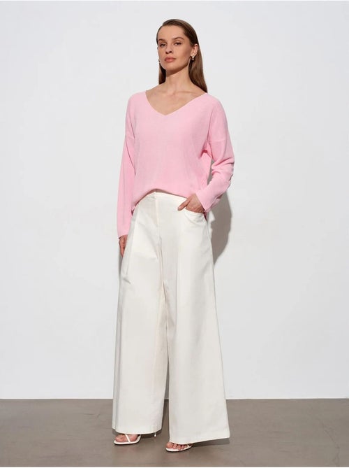 DILVIN Pull En Maille Côtelée À Col V Pour Femme - Kiabi DILVIN Pull En Maille Côtelée À Col V Pour Femme - Kiabi