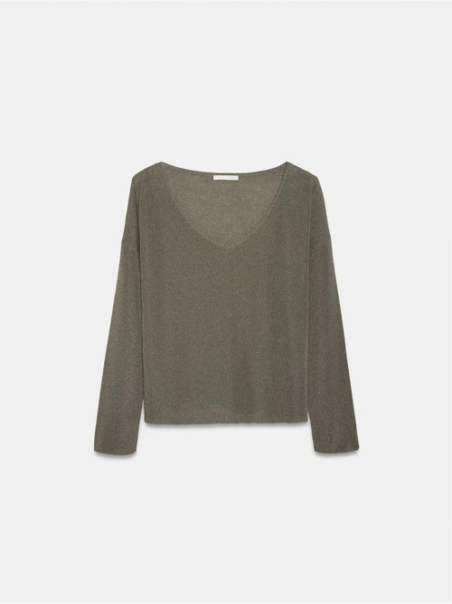 DILVIN Pull En Maille Côtelée À Col V Pour Femme - Kiabi