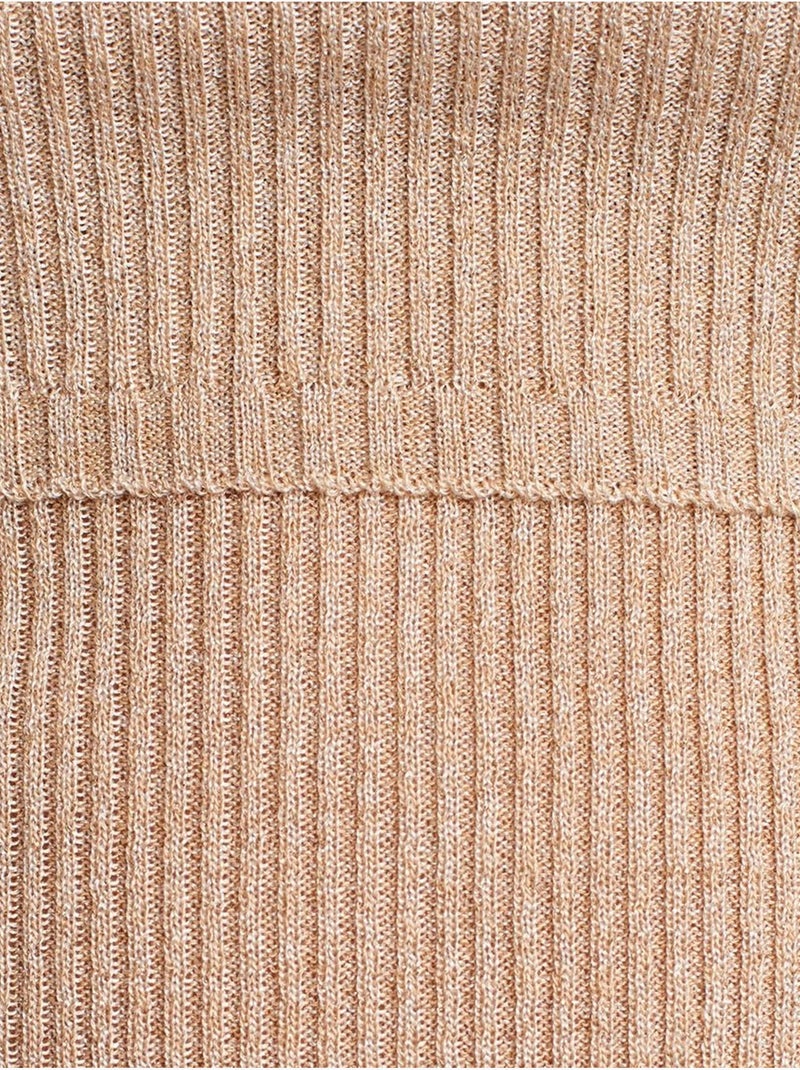 DILVIN Pull En Maille Côtelée Ajusté À Épaules Dénudées Beige - Kiabi