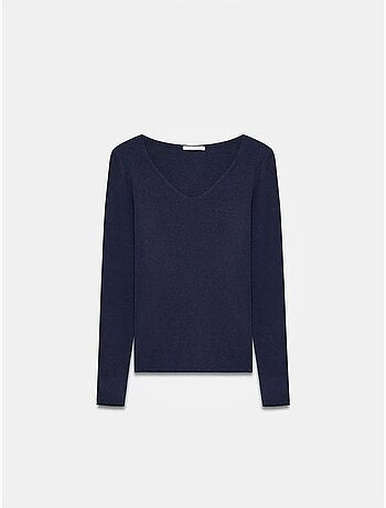 DILVIN Pull En Maille Côtelée Coupe Slim À Col V