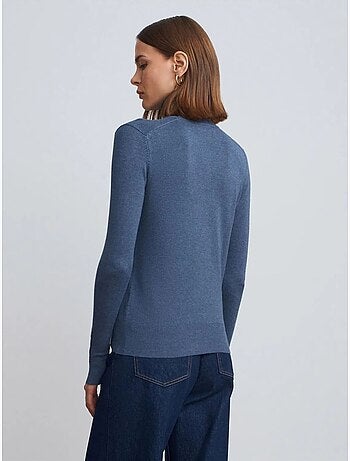Dilvin pull en maille femme à col roulé et boutons
