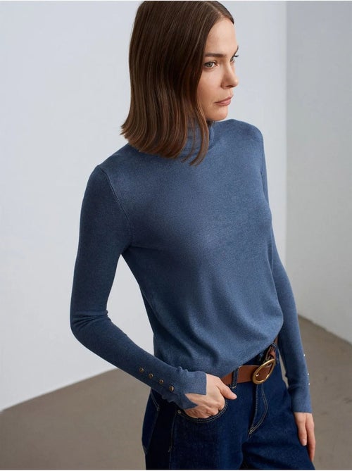 DILVIN Pull En Maille Femme À Col Roulé Et Boutons - Kiabi