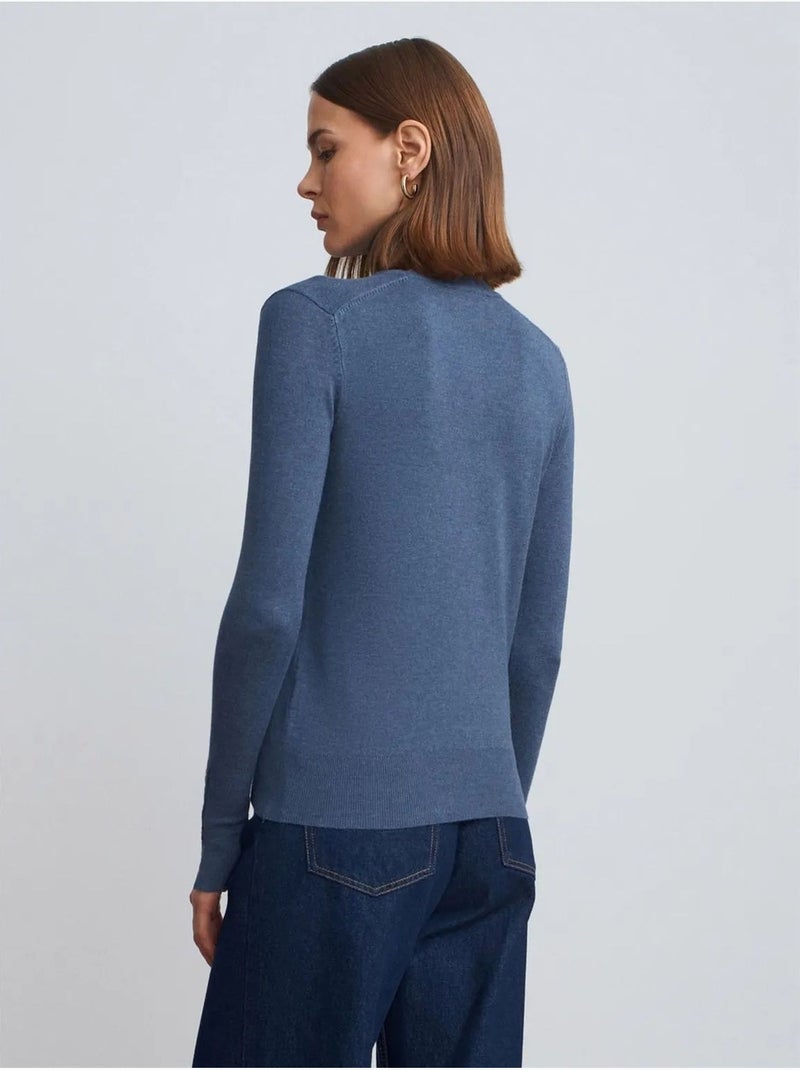 DILVIN Pull En Maille Femme À Col Roulé Et Boutons Bleu - Kiabi
