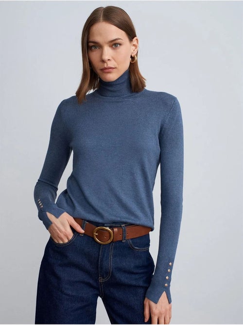 DILVIN Pull En Maille Femme À Col Roulé Et Boutons - Kiabi