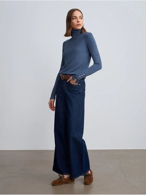 DILVIN Pull En Maille Femme À Col Roulé Et Boutons - Kiabi