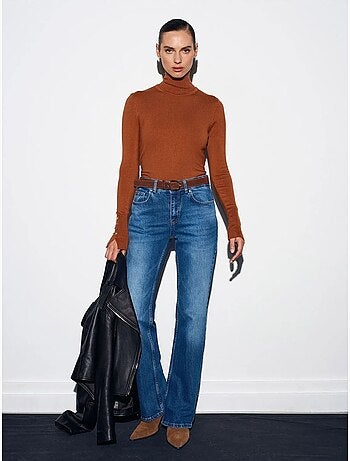 DILVIN Pull En Maille Femme À Col Roulé Et Boutons