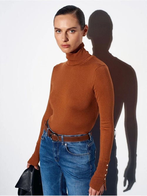 DILVIN Pull En Maille Femme À Col Roulé Et Boutons - Kiabi
