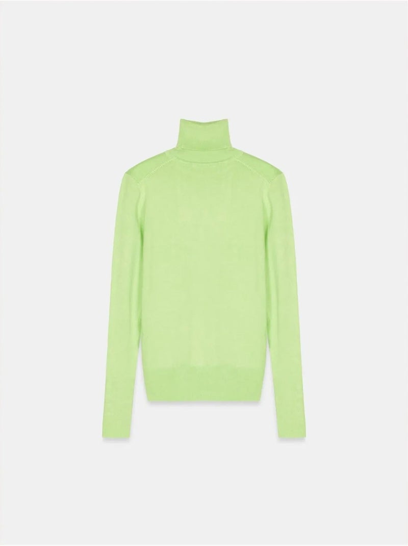 DILVIN Pull En Maille Femme À Col Roulé Et Boutons Vert tilleul - Kiabi