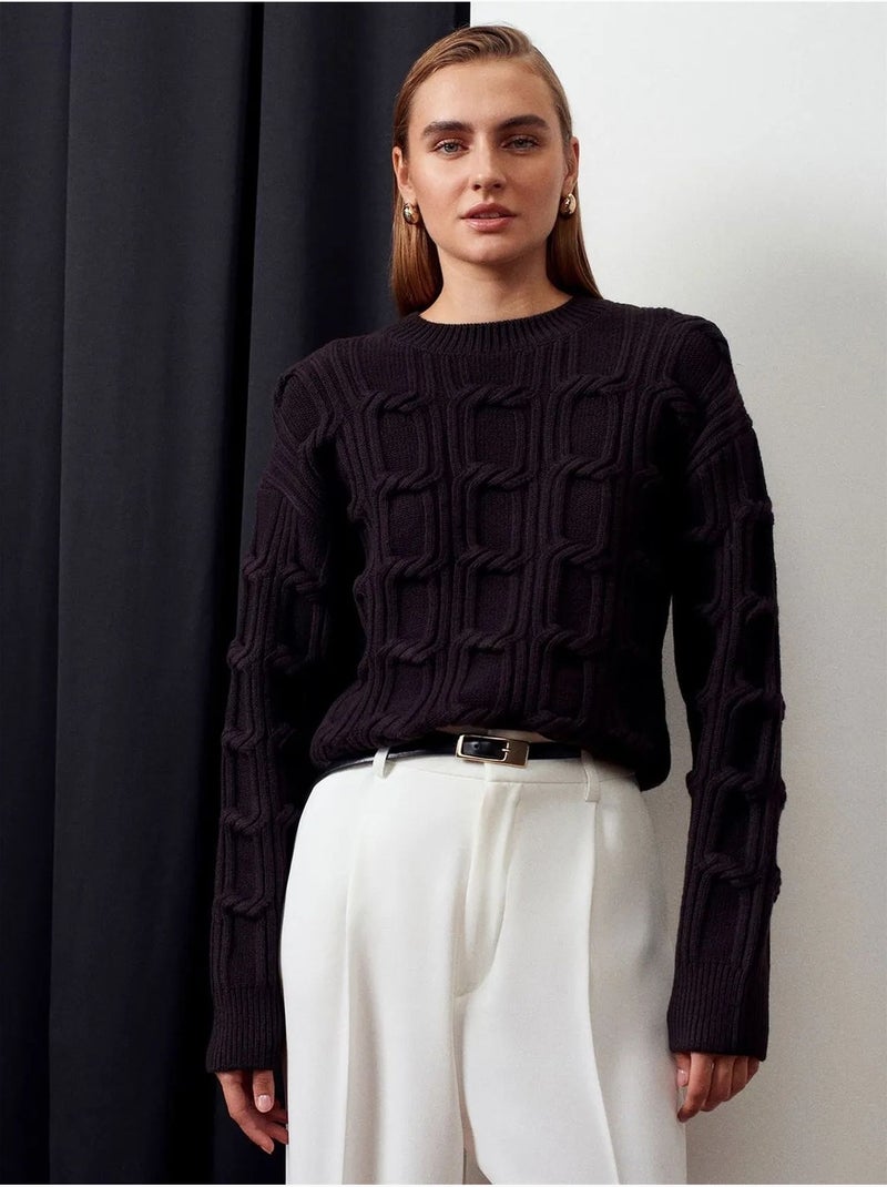 DILVIN Pull En Maille Texturée À Col Rond Noir - Kiabi