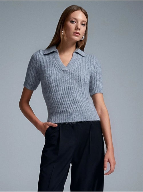 DILVIN Pull Femme Ajusté À Col Polo Côtelé - Kiabi DILVIN Pull Femme Ajusté À Col Polo Côtelé - Kiabi