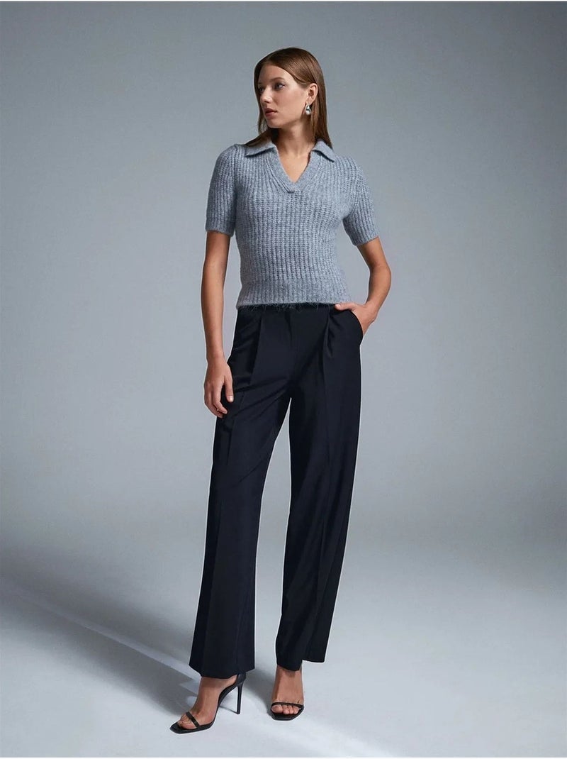 DILVIN Pull Femme Ajusté À Col Polo Côtelé Gris clair - Kiabi