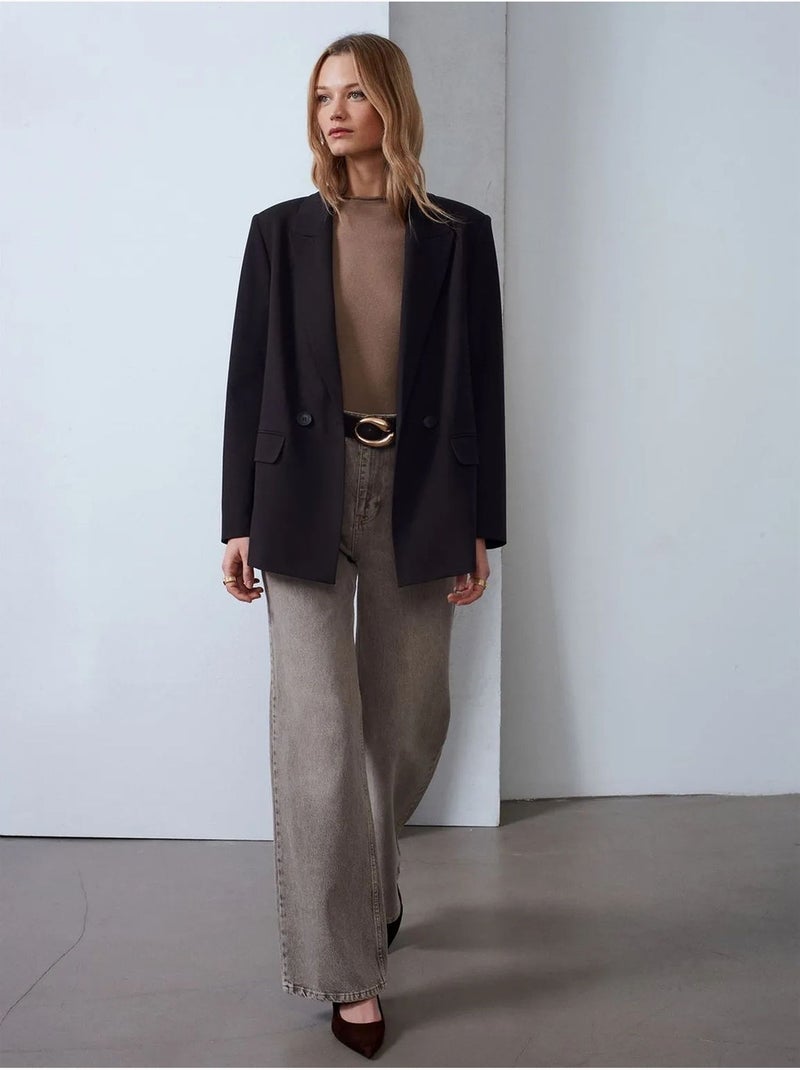 DILVIN Pull Femme Cintré En Maille Côtelée, Col Montant Court Taupe - Kiabi