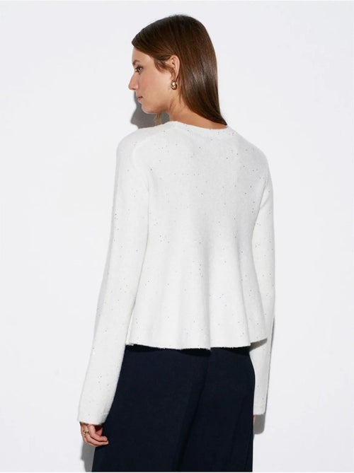DILVIN Pull Femme En Maille À Col Rond Et Volant - Kiabi DILVIN Pull Femme En Maille À Col Rond Et Volant - Kiabi