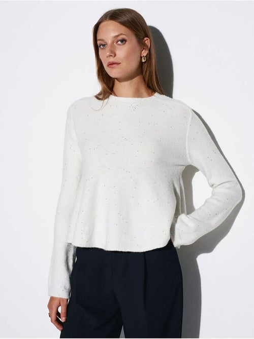 DILVIN Pull Femme En Maille À Col Rond Et Volant - Kiabi DILVIN Pull Femme En Maille À Col Rond Et Volant - Kiabi