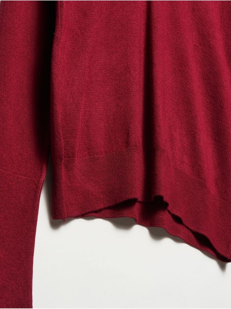 DILVIN Pull Femme En Maille À Col V Avec Fente Rouge bordeaux - Kiabi