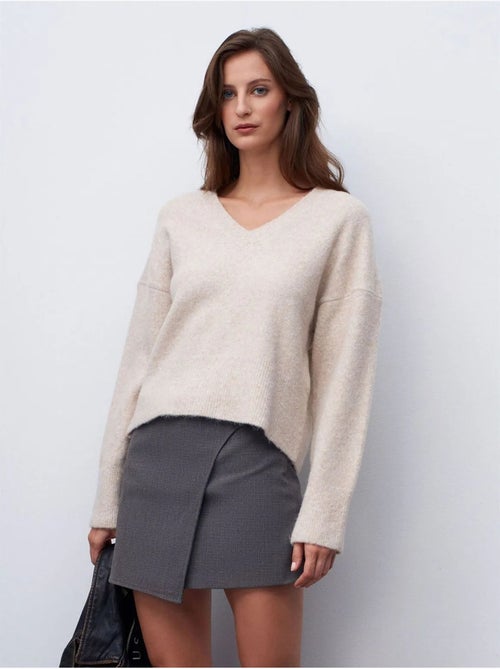 DILVIN Pull Femme En Maille Côtelée À Col V - Kiabi DILVIN Pull Femme En Maille Côtelée À Col V - Kiabi