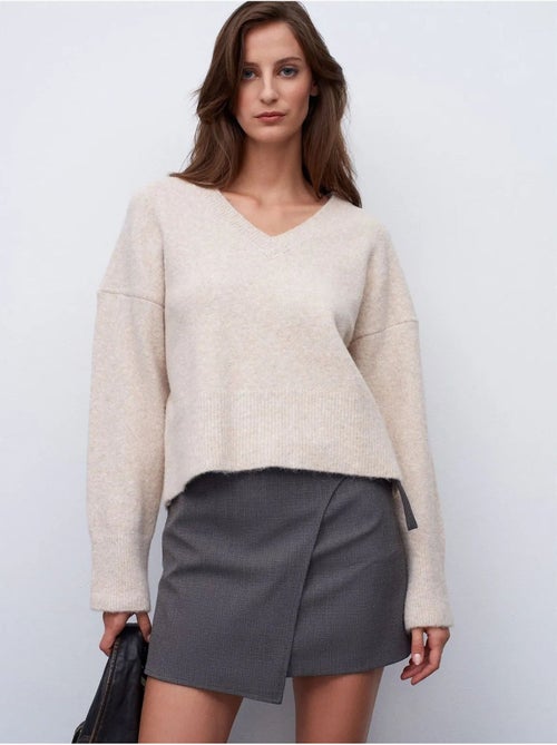 DILVIN Pull Femme En Maille Côtelée À Col V - Kiabi DILVIN Pull Femme En Maille Côtelée À Col V - Kiabi