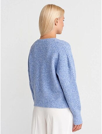 DILVIN Pull Femme En Maille Côtelée À Col V