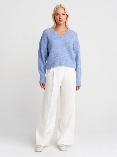 DILVIN Pull Femme En Maille Côtelée À Col V - Kiabi DILVIN Pull Femme En Maille Côtelée À Col V - Kiabi