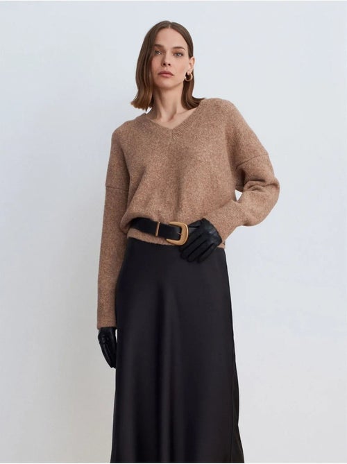 DILVIN Pull Femme En Maille Côtelée À Col V - Kiabi DILVIN Pull Femme En Maille Côtelée À Col V - Kiabi
