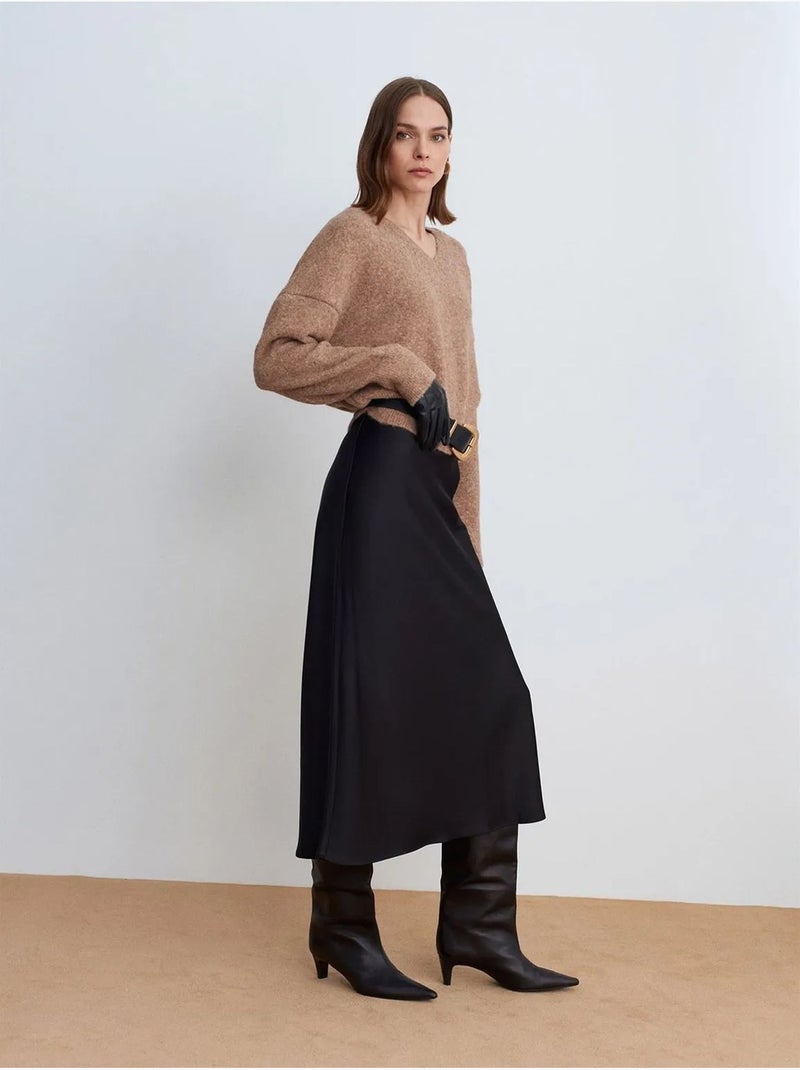 DILVIN Pull Femme En Maille Côtelée À Col V Camel - Kiabi