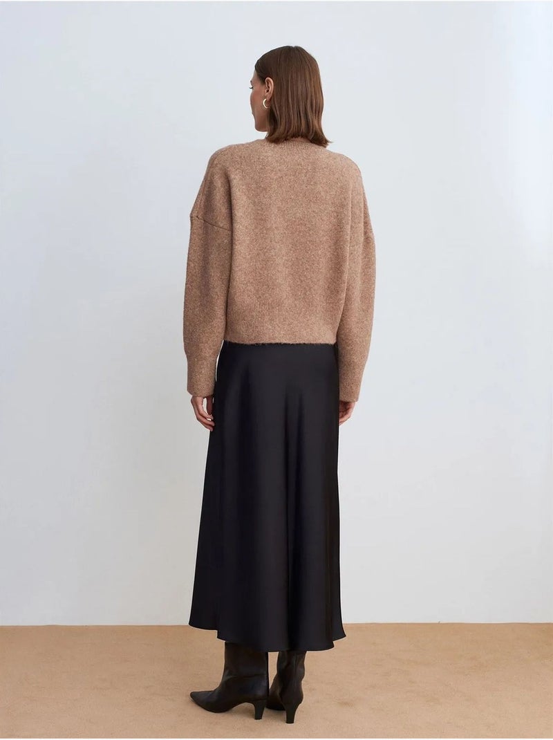 DILVIN Pull Femme En Maille Côtelée À Col V Camel - Kiabi
