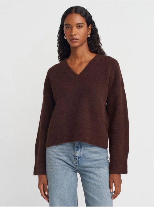 DILVIN Pull Femme En Maille Côtelée À Col V - Kiabi DILVIN Pull Femme En Maille Côtelée À Col V - Kiabi