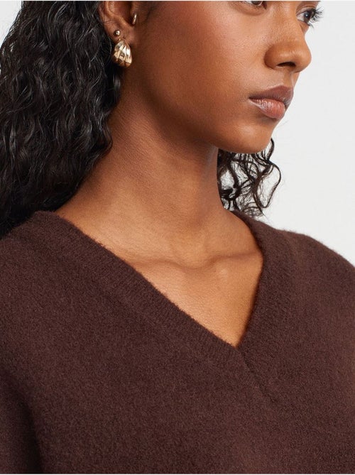 DILVIN Pull Femme En Maille Côtelée À Col V - Kiabi DILVIN Pull Femme En Maille Côtelée À Col V - Kiabi