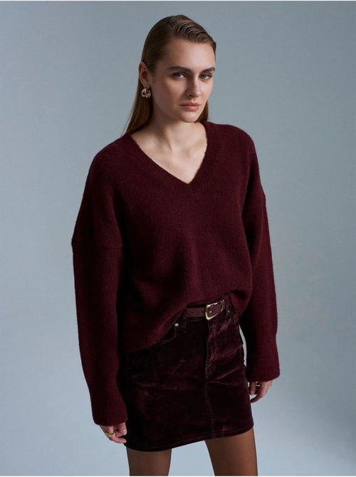 DILVIN Pull Femme En Maille Côtelée À Col V - Kiabi DILVIN Pull Femme En Maille Côtelée À Col V - Kiabi