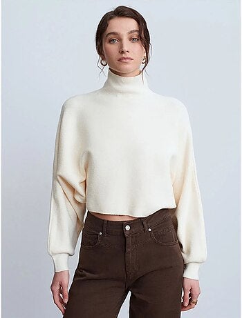 DILVIN Pull Femme Oversize Court À Col Roulé
