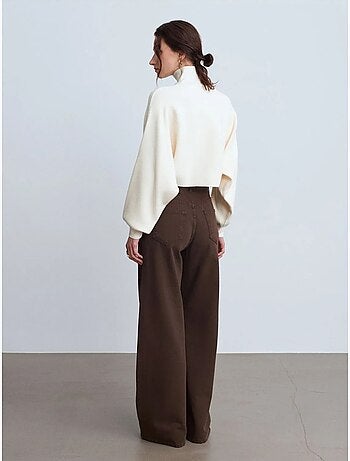 DILVIN Pull Femme Oversize Court À Col Roulé