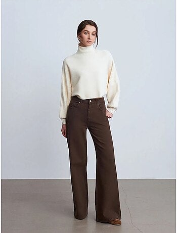 DILVIN Pull Femme Oversize Court À Col Roulé