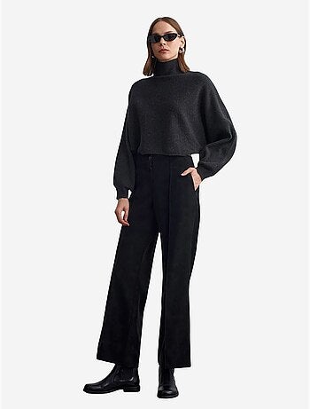 DILVIN Pull Femme Oversize Court À Col Roulé