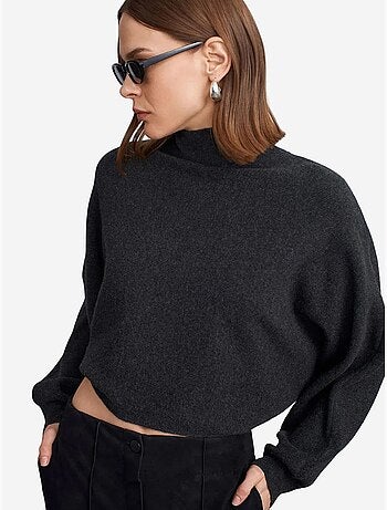 DILVIN Pull Femme Oversize Court À Col Roulé