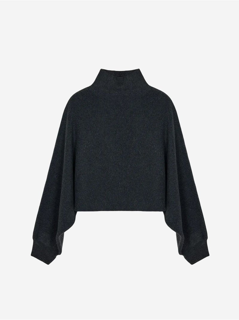 DILVIN Pull Femme Oversize Court À Col Roulé gris anthracite - Kiabi