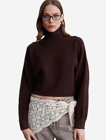 DILVIN Pull Femme Oversize Court À Col Roulé