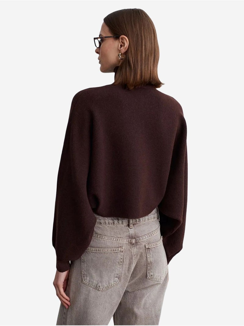 DILVIN Pull Femme Oversize Court À Col Roulé Marron chocolat - Kiabi