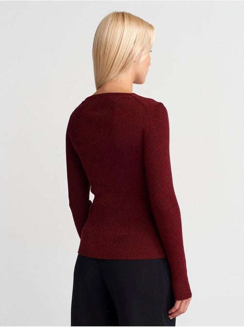 DILVIN Pull Femme Slim À Col V Côtelé - Kiabi