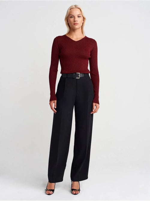 DILVIN Pull Femme Slim À Col V Côtelé - Kiabi