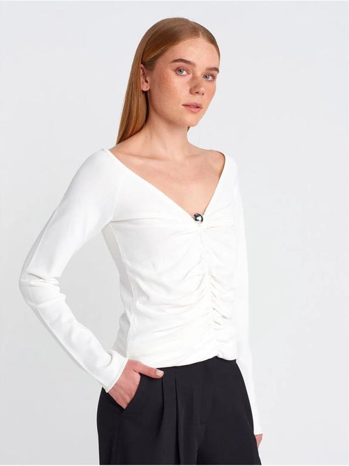 DILVIN Pull Femme Slim En Maille Côtelée À Col V - Kiabi