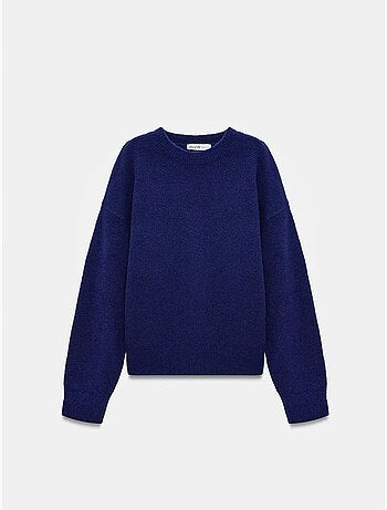 DILVIN Pull Femme Uni À Col Rond Et Maille Côtelée