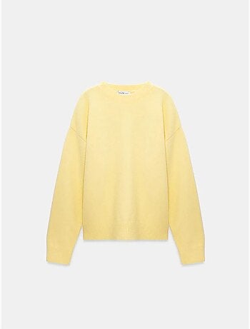 DILVIN Pull Femme Uni À Col Rond Et Maille Côtelée
